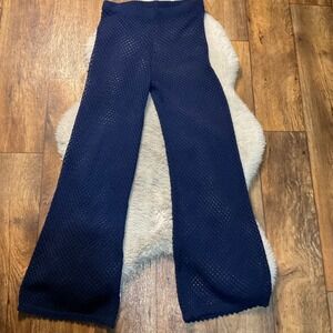 Shade & Shore Swim Cover Up Pants Navy Blue Open Knit Swimear Womens Medium